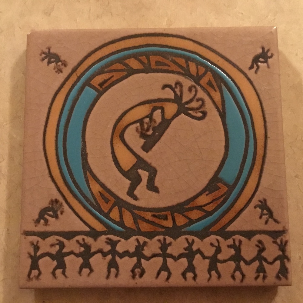 Vintage Southwest Kokopelli Hot Plate or Coaster Mag Mor Studios 6x6 inches